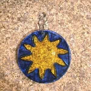 Vintage Stained Glass Sunshine Celestial Hanging Sun Decor Hippie Retro